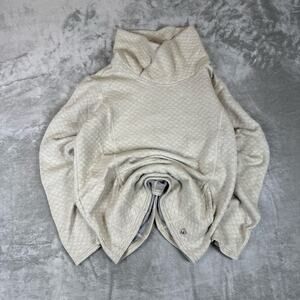 Kuhl Athena Quilted Pullover Women's L Beige Cowl Neck Wool Blend Sweater